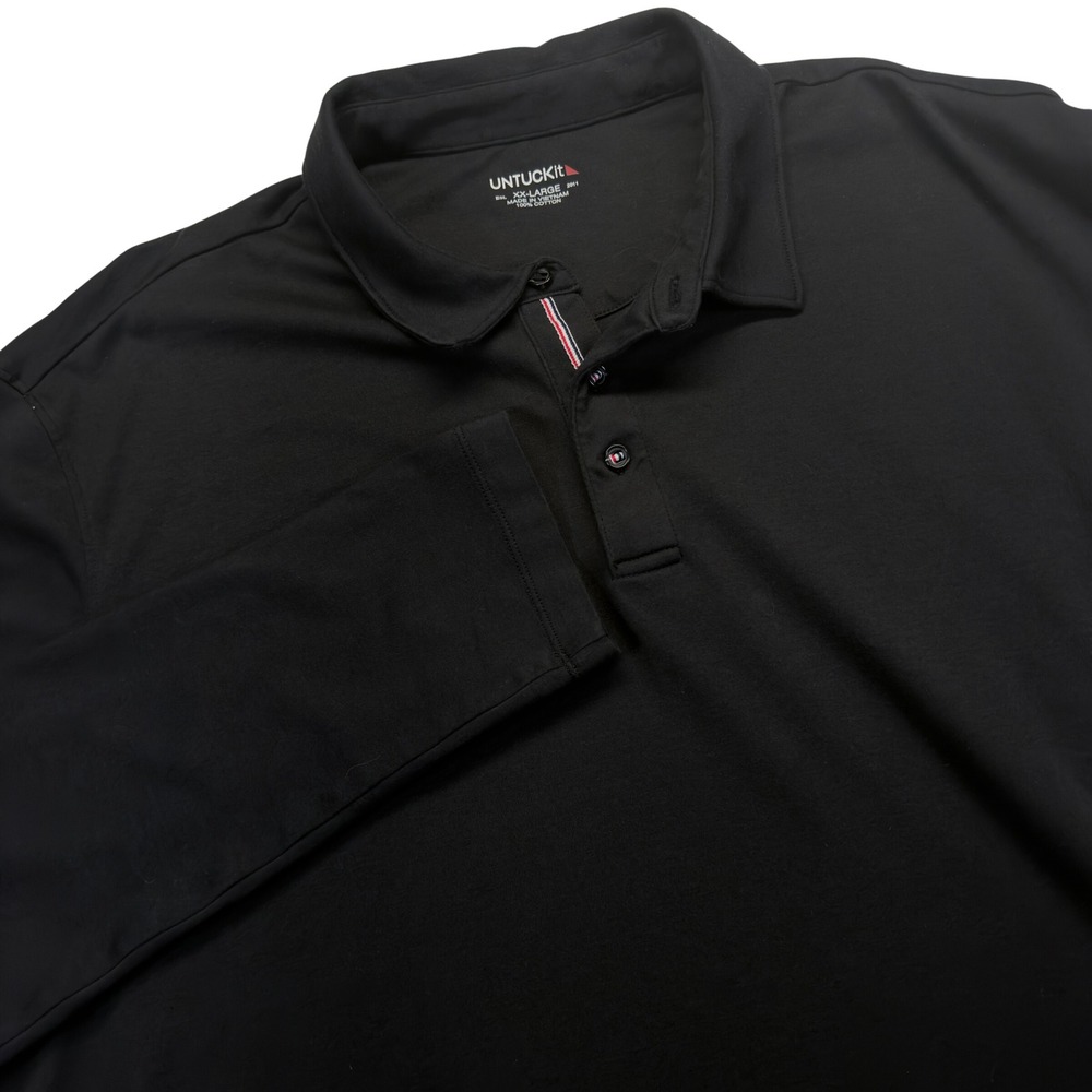 UNTUCKit Damaschino LS Polo Mens XXL Black Long Sleeve Cotton Jersey Shirt 40251